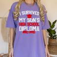 I Survived My Son's High School Diploma Graduation Premium Women's Comfort Colors T-Shirt Violet