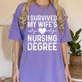 I Survived My Wife's Nursing Degree School Graduation Women's Comfort Colors T-Shirt Violet