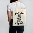 Bad At People Ferret Introvert Saying Slogan Canvas Tote Bag