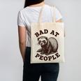 Bad At People Ferret Introvert Saying Slogan Tee Canvas Tote Bag