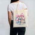 Book Lover Coquette Bow Pink Dainty Ribbon Cute Bookworm Canvas Tote Bag