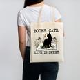 Books Cats Life Is Sweet Cat Book Lover Men Women Teen Canvas Tote Bag