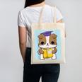 Bulldog Anime Pup Graduation Canvas Tote Bag