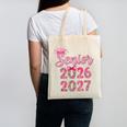 Coquette Pink Bow Flowers Senior 2026 2027 Graduation Canvas Tote Bag