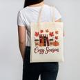 Cozy Season Autumn Leaves Books Pumpkins Fall Halloween Canvas Tote Bag