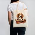 Cute Dog Beagle Reading Book Canvas Tote Bag Cute Dog Beagle Reading Book Canvas Tote Bag