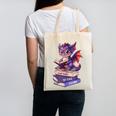 Cute Dragon Read Books Be Kind Stay Weird Book Lover Canvas Tote Bag