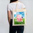 Frutiger Aero Aesthetic Tech Kawaii Strawberry Milk Fishes Canvas Tote Bag