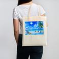 Frutiger Aero Beach Y2k Aesthetic Palm Tree Sand Ocean Canvas Tote Bag