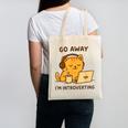 Go Away I'm Introverting Cozy Cat With Laptop And Coffee Canvas Tote Bag Go Away I'm Introverting Cozy Cat With Laptop And Coffee Canvas Tote Bag