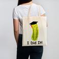Graduation Cap Wearing Big Dill Pickle I Did It Graduate Fun Canvas Tote Bag
