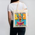 Love Reading And Giraffes Cute Giraffe Reading Book Lovers Canvas Tote Bag