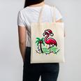 Nostalgia Holiday Tees -Adult Christmas Flamingo Small Short Sleeve Crew Neck Cotton Polyester Lightweight Ribbed Cuff Winter Canvas Tote Bag