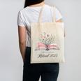 Quote New Chapter Begins Retired 2025 Floral Open Book Canvas Tote Bag