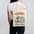 Read Books Be Kind Stay Weird Bookish Cowboy Reading Raccoon Canvas Tote Bag