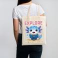 Readsolotl Kawaii Axolotl Book Lover Reading Canvas Tote Bag
