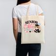 Senior Mom Class Of 2027 Cute Cat Graduation Pink Bows Girls Canvas Tote Bag