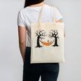 Skeleton Reading Book In Hammock Halloween Reader Canvas Tote Bag