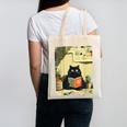 Vintage Japanese Cat Book Lovers Librarian Cat Dad Teacher Canvas Tote Bag