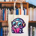 Adorable Book Lover Robot With Reading Glasses Cute Canvas Tote Bag