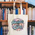 Anxious But Cute Introvert Floral Social Anxiety Canvas Tote Bag