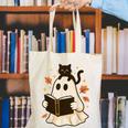 Books Ghost Reading Book Halloween Library Cat Fall Canvas Tote Bag Books Ghost Reading Book Halloween Library Cat Fall Canvas Tote Bag