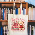 Books Are My Love Language Teddy Bear Book Lovers Valentine Canvas Tote Bag