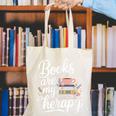 Books Are My Therapy Book Lover Coffee Books Flowers Bookish Canvas Tote Bag