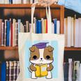 Bulldog Anime Pup Graduation Canvas Tote Bag