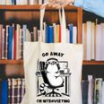 Cat With Coffee On Computer Go Away I'm Introverting Canvas Tote Bag Cat With Coffee On Computer Go Away I'm Introverting Canvas Tote Bag