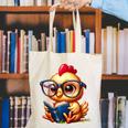 Chicken Reading a Book Farm Animal Chick Canvas Tote Bag