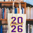 Class Of 2026 Graduation Varsity Purple Yellow On The Back Canvas Tote Bag