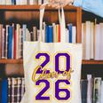 Class Of 2026 Graduation Varsity Purple And Yellow Letters Canvas Tote Bag
