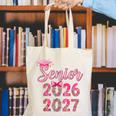 Coquette Pink Bow Flowers Senior 2026 2027 Graduation Canvas Tote Bag
