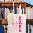 Cute Girls Women Class 2025 Graduation Senior Coquette Bow Canvas Tote Bag
