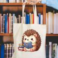 Cute Hedgehog Book Lover Readers Animal Reading Canvas Tote Bag