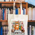 Easily Distracted By Cats And Books Book Lover Cat Canvas Tote Bag