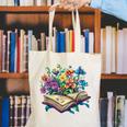 Enchanted Open Book With Blooming Flowers Canvas Tote Bag