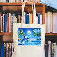 Frutiger Aero Dolphin Sunset Ocean With Palm Trees Y2k Canvas Tote Bag Frutiger Aero Dolphin Sunset Ocean With Palm Trees Y2k Canvas Tote Bag