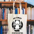 Go Away I'm Introverting Cat With Coffee Canvas Tote Bag Go Away I'm Introverting Cat With Coffee Canvas Tote Bag