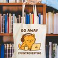 Go Away I'm Introverting Cozy Cat With Laptop And Coffee Canvas Tote Bag Go Away I'm Introverting Cozy Cat With Laptop And Coffee Canvas Tote Bag