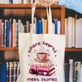 Where Hearts Groovy Meet Stories Coffee Books Valentines Day Canvas Tote Bag Where Hearts Groovy Meet Stories Coffee Books Valentines Day Canvas Tote Bag