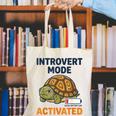 Introvert Mode Activated Low Social Battery Box Turtle Canvas Tote Bag Introvert Mode Activated Low Social Battery Box Turtle Canvas Tote Bag