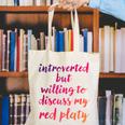 Introverted Willing To Discuss Red Platy Introvert Canvas Tote Bag Introverted Willing To Discuss Red Platy Introvert Canvas Tote Bag