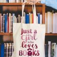 JUST A GIRL WHO LOVES BOOKS LIBRARIAN BOOK LOVERS BOOKWORM Canvas Tote Bag JUST A GIRL WHO LOVES BOOKS LIBRARIAN BOOK LOVERS BOOKWORM Canvas Tote Bag