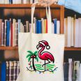 Nostalgia Holiday Tees -Adult Christmas Flamingo Small Short Sleeve Crew Neck Cotton Polyester Lightweight Ribbed Cuff Winter Canvas Tote Bag
