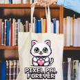 Pixel Art Pet Cat Y2K Retro Vintage Digital Nostalgia Tech Canvas Tote Bag