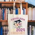 Proud Mom Of a 2024 Graduate Floral Flower Family Graduation Canvas Tote Bag
