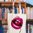 Rainbow Lips With a Cherry In The Mouth 80s Nostalgia Premium Tri-Blend Canvas Tote Bag Rainbow Lips With a Cherry In The Mouth 80s Nostalgia Premium Tri-Blend Canvas Tote Bag
