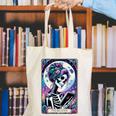 The Reader Tarot Card Reading Skeleton Skull Book Lover Canvas Tote Bag